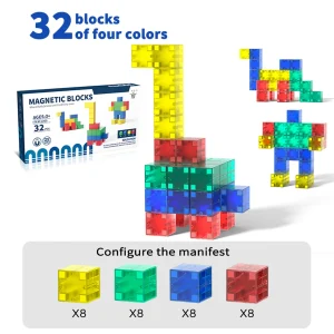32PCS Magnetic Building Cube Blocks Big Size DIY Magnets Toys for Children Kids Designer Construction Set Educational Gifts