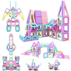 126 PCS Magnetic Tiles for Kids Ages 3-8 STEM Education Magnetic Tiles Magnetic Toys Birthday Gift for Boys and Girls