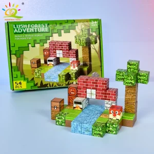Jungle Adventure 3D Square Magnetic Blocks DIY Puzzle World Cube Magnet World Set Educational Sensory Toy for Children Gift