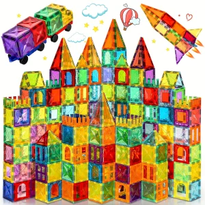Magnetic Tiles for Kids Ages 3-5 4-8 Magnet Toys for 3 4 5 6 7 8+ Year Old Boys Girls Toddlers Magnetic Building Blocks Preschoo
