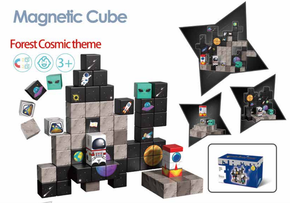 Forest Cosmic Theme Magnetic Cube – Space Exploration and Adventure with Magnetic Blocks