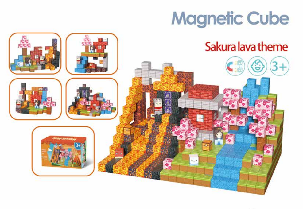 Sakura Lava Theme Magnetic Cube Toy – Vibrant and Fun Building Blocks for Kids