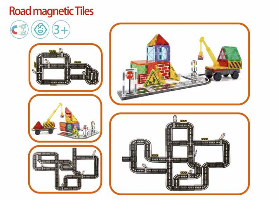 Educational Road Magnetic Tiles - STEM Toys for Kids with Creative Play