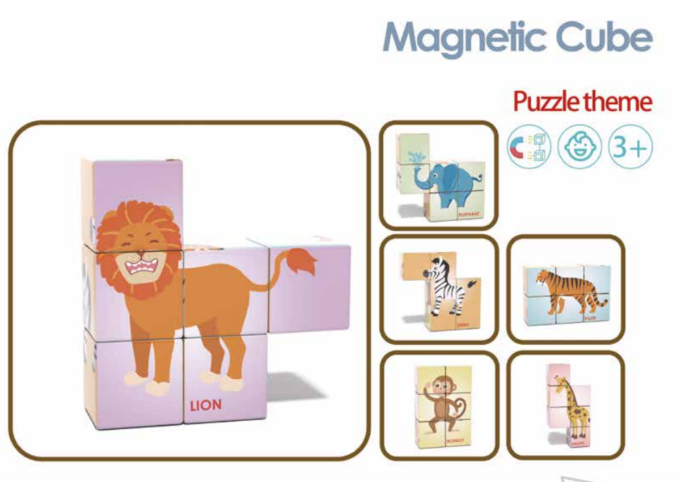 Animal Magnetic Cube Puzzle Toys – Learn About Animals While Playing