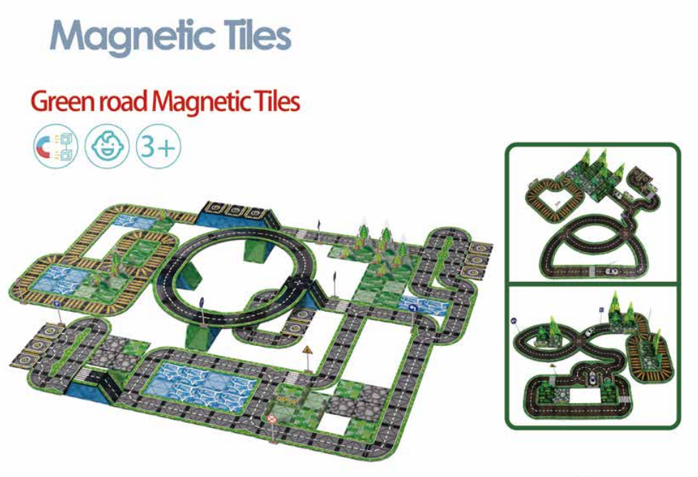Road and War Magnetic Tiles - Educational Toys for Creative Play