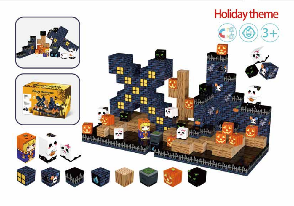 Halloween Themed Magnetic Cube Toy for Kids