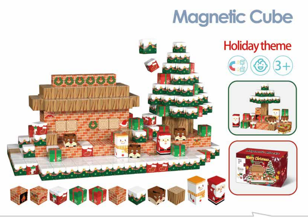 Holiday Themed Magnetic Cube Toy for Christmas