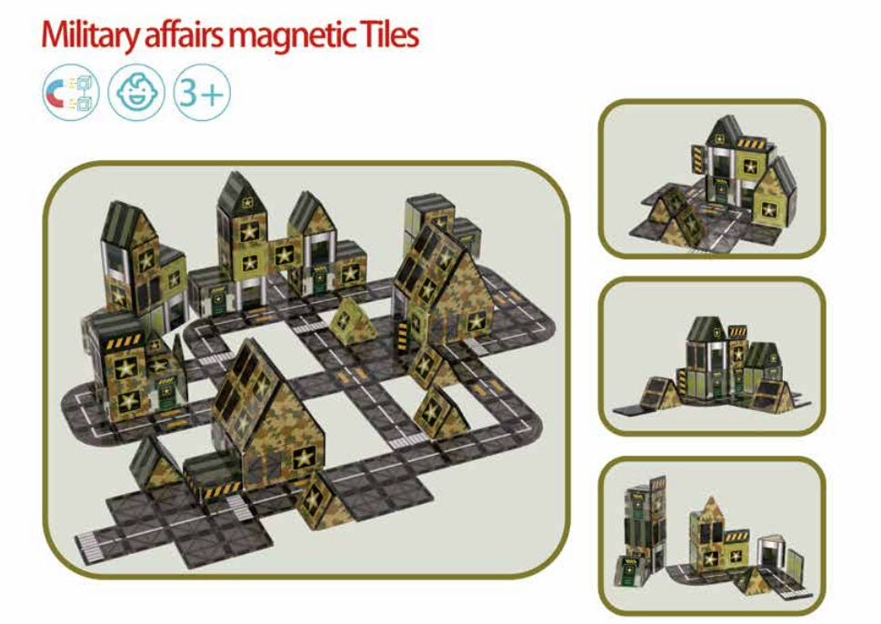 Military Affairs Magnetic Tiles for Interactive Learning and Strategic Play
