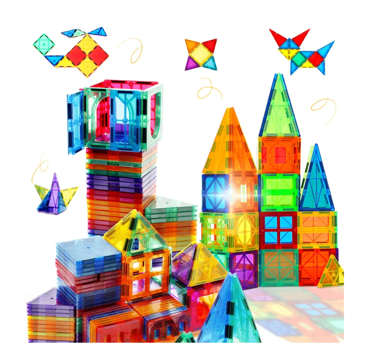 colorful magnetic tiles for kids illustration